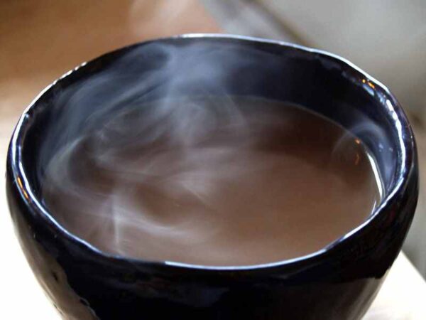 steaming cup of coffee