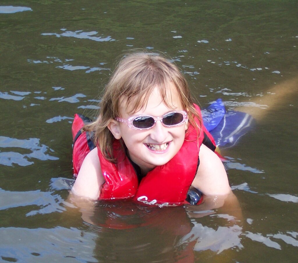 Rachel in lake