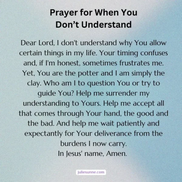 Prayer for when you don't understand